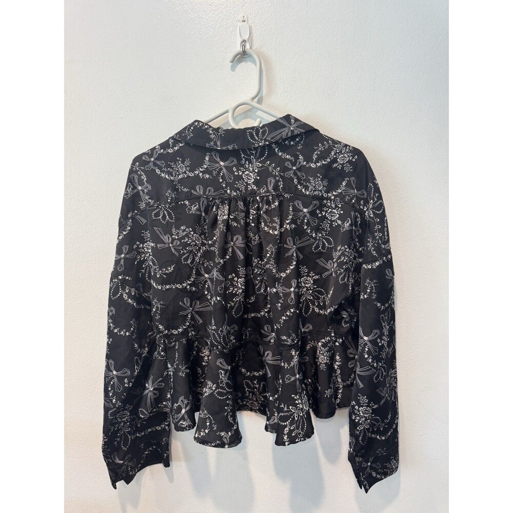 Intimately Free People Beauty sleep Black Floral Bow Print Pajama Top Large - Picture 10 of 10
